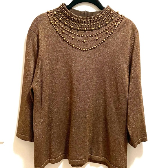 Metallic sweater with pearls - Picture 2 of 3